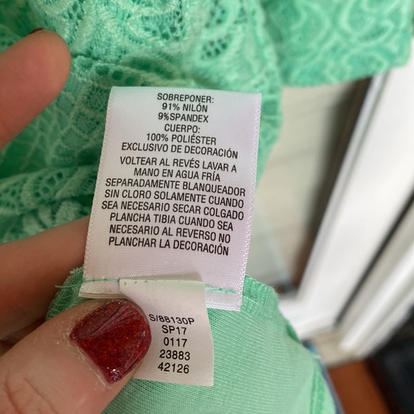 JM Collection Petite Size Petite Small Mint Green Top with Rhinestones - Picture 10 of 17